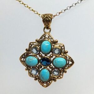 Turquoise and Topaz Pendant